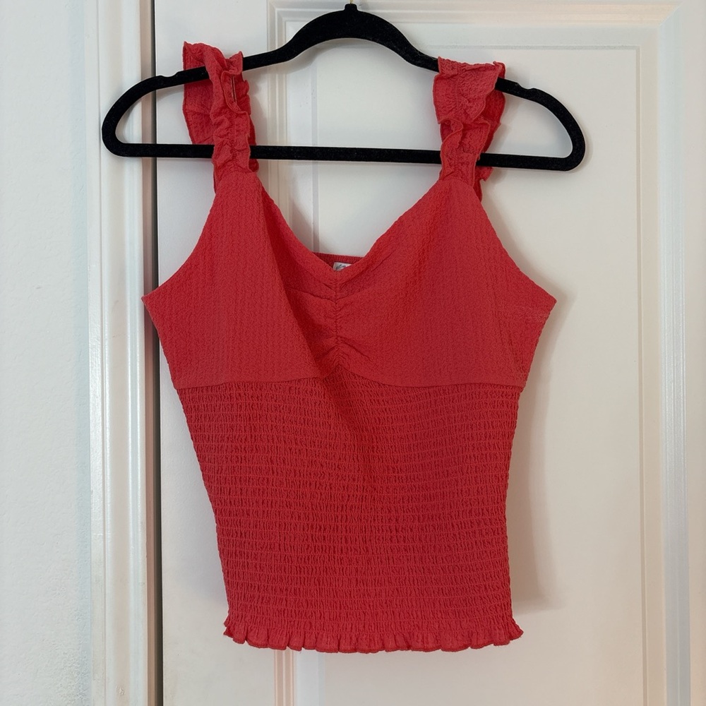 Red Sleeveless Smocked Top
